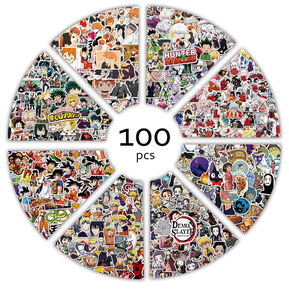 

100 Pz Adesivi Anime Demon Slayer Hunter X Graffiti Fai Da Te Bagagli Laptop Skateboard Telefono Decalcomania Adesivo Giocattoli