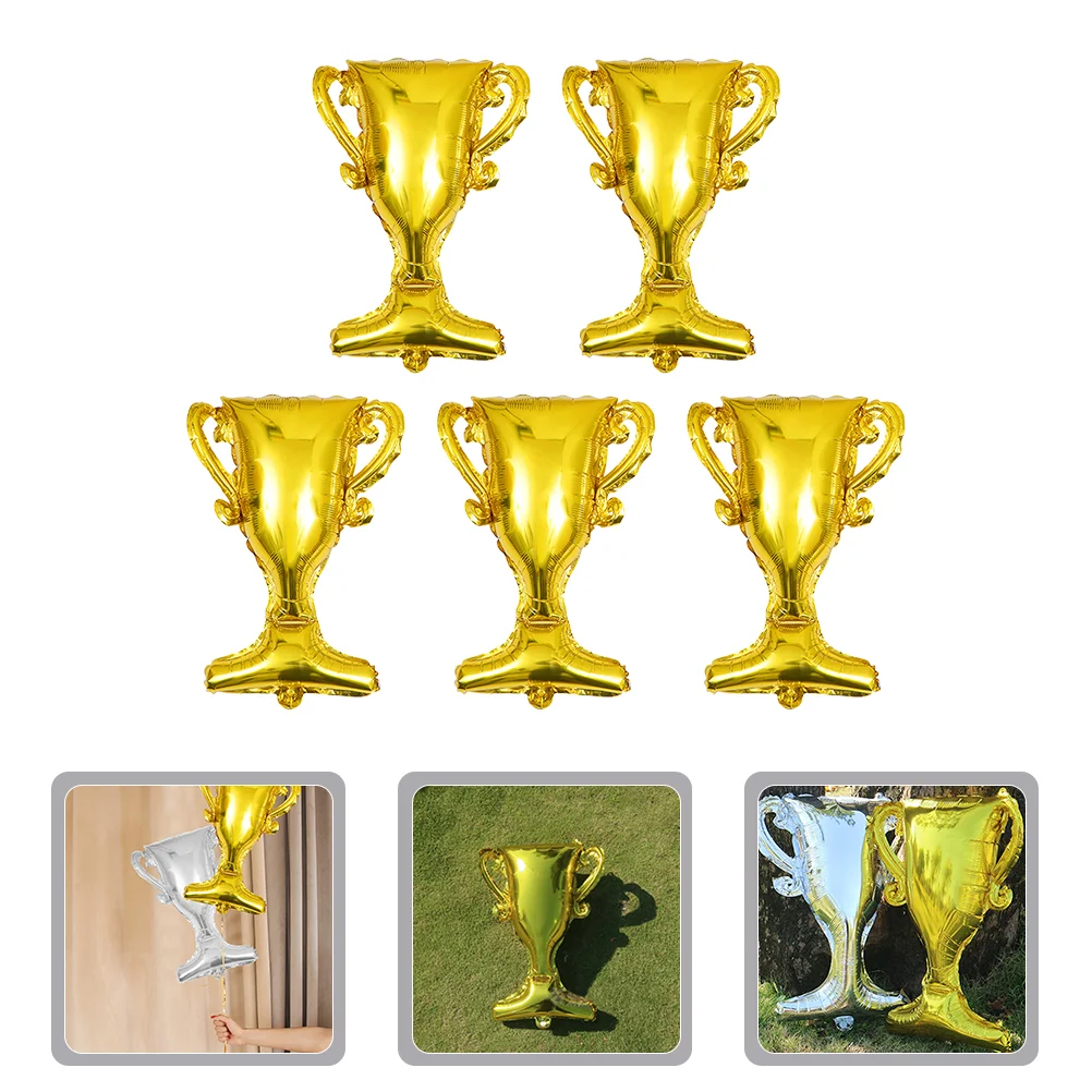 

5 Pcs Party Photo Props Basketball Trophy Graduation Party Decor Heart Balloon Trophy Aluminum Film Balloon Myra Soccer Balloons