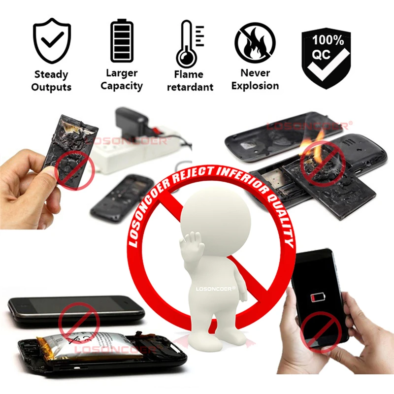 LOSONCOER 5000mAh CN110 Mobile Phone Battery For Nokia 1ICP5/65/78 X20 / X10 |