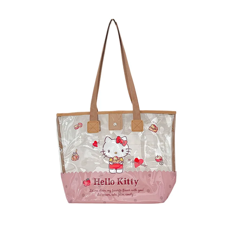 Фото Сумка Sanrio Jelly Bag, прозрачная, большой вместимости, на плечо, с милым мультяшным дизайном, для студентов, кроссбоди, новинка №2