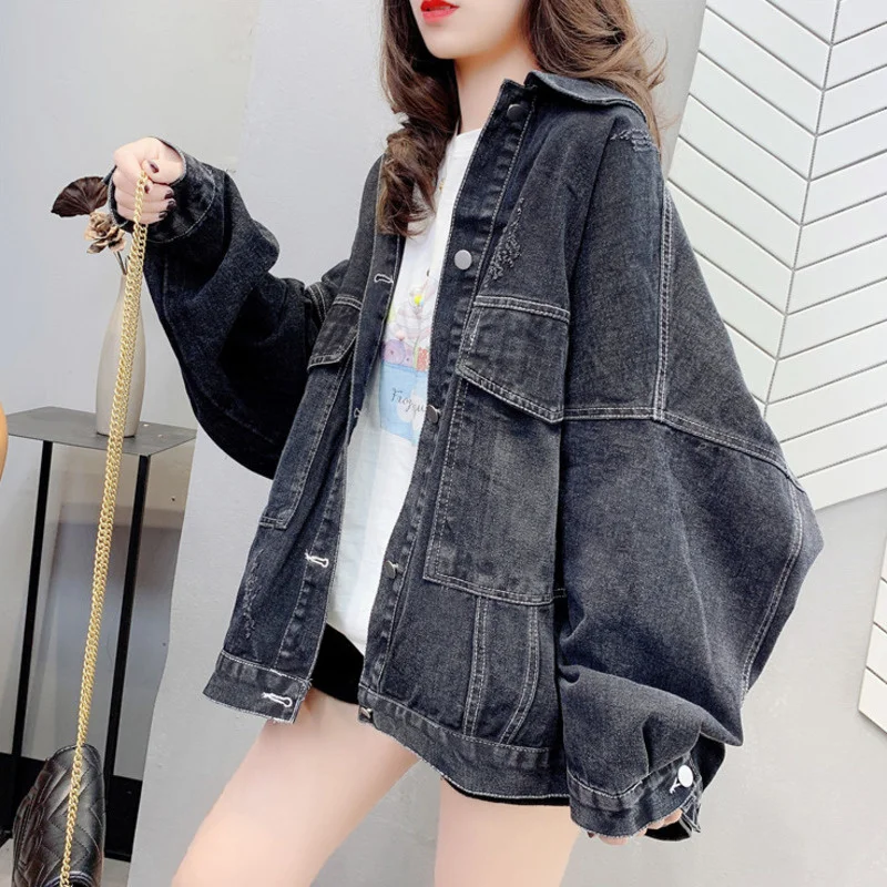 

Spring Autumn Denim Jacket Women Loose Korean Fashion Streetwear Jacket Harajuku Clothes Outerwear Coats Jaqueta Jeans Chaqueta