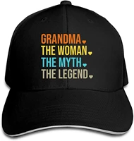 grandma the woman the legend baseball cap for women men mom hat adjustable washed trucker hats black