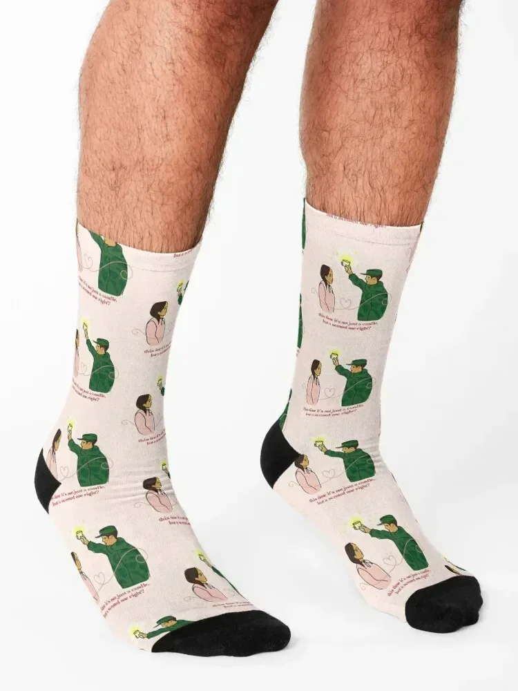 Сцена свечи от CLOY k-drama Crash Landing Gift Yoon Seri Ri Jeong Hyeok Love Drawing Line Art Socks