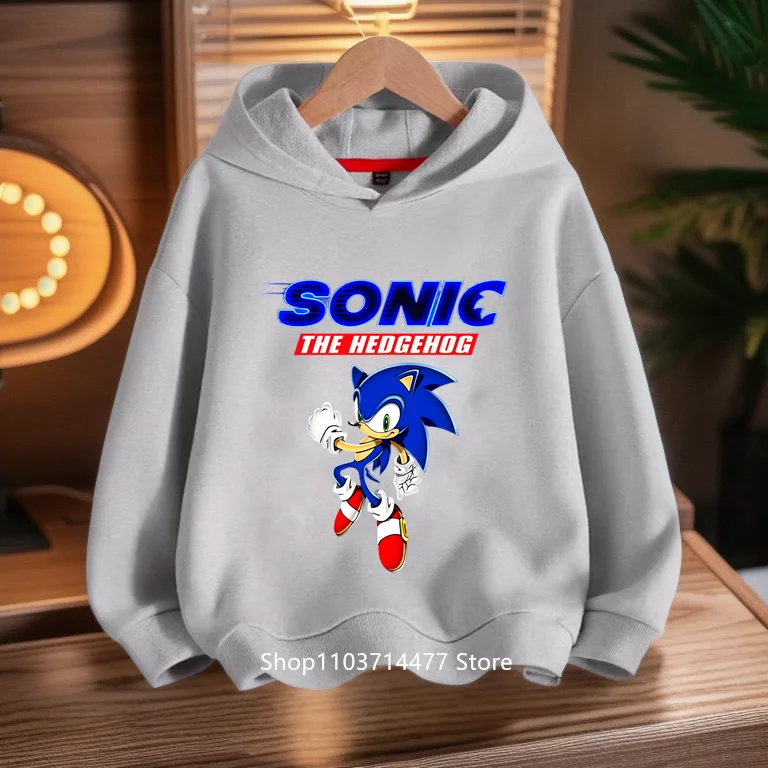 2022 New Spring Autumn Sonics Hoodies Kids Cartoon Boys Girls Long Sleeve Sweatshirt Children Casual Hood Tops 100cm-160cm Heigh