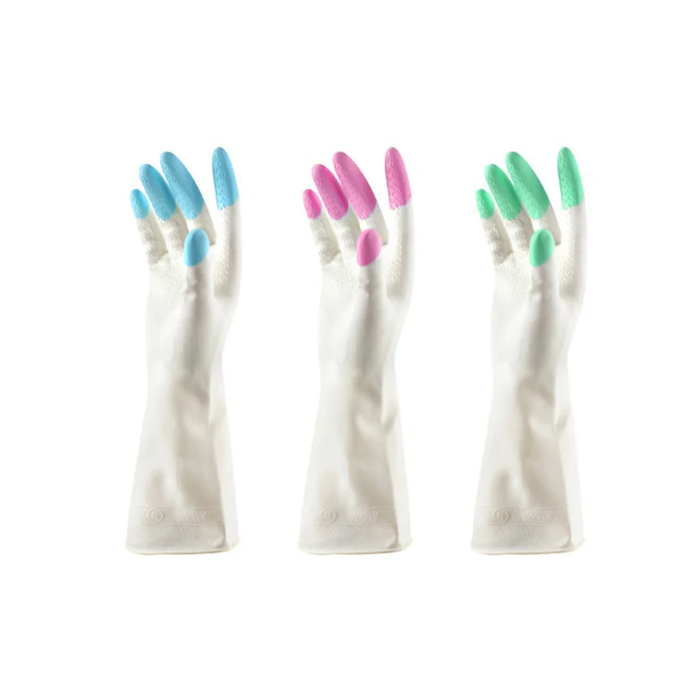 3-парные бытовые перчатки для мытья кухни чистки резиновые водонепроницаемые