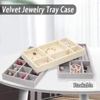 Серый бархатный Штабелируемый органайзер для ювелирных изделий, поднос для украшений, Лидер продаж, модный портативный органайзер для ювелирных изделий из бархата