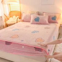zhenxishushimoxi warm velvet elastic fitted sheet mattress protector cover adult kids double bed super soft bed sheet king size