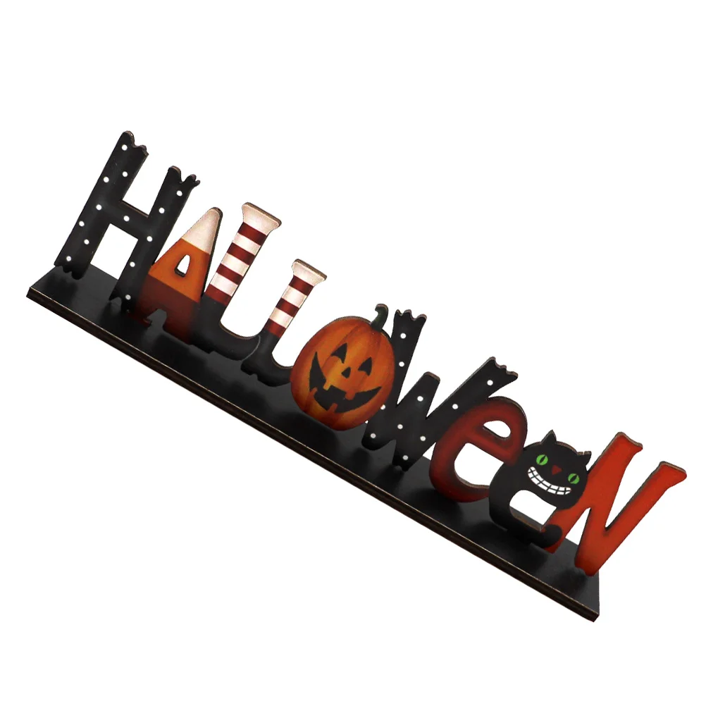 

Sign Wooden Wood Party Signs Decor Table Decoration Centerpiece Desktop Decorations Happy Ornament Tray Tier Trick Or Treat