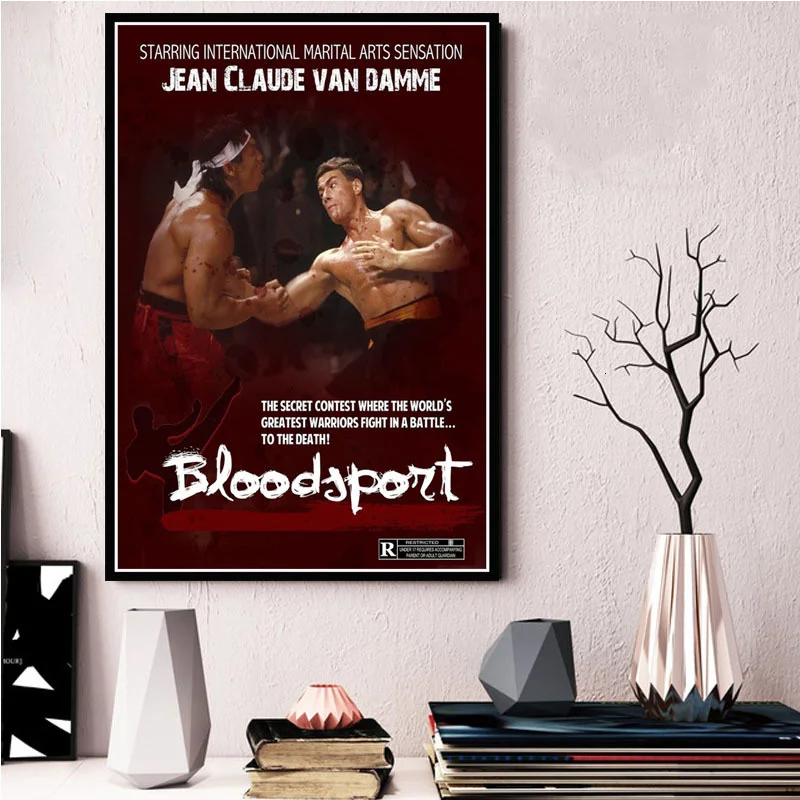 Винтажная картина по мотивам фильма Bloodsport 1988 Жан-Клод кунг-фу Картина на холсте