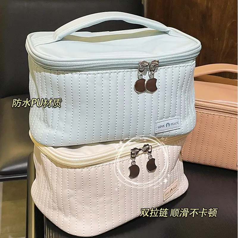 Large Capacity Makeup Bag Women Makeup Organizer Handbag PU Leather Girls Fashion Storage Bag Travel Bathroom Toiletry Bag