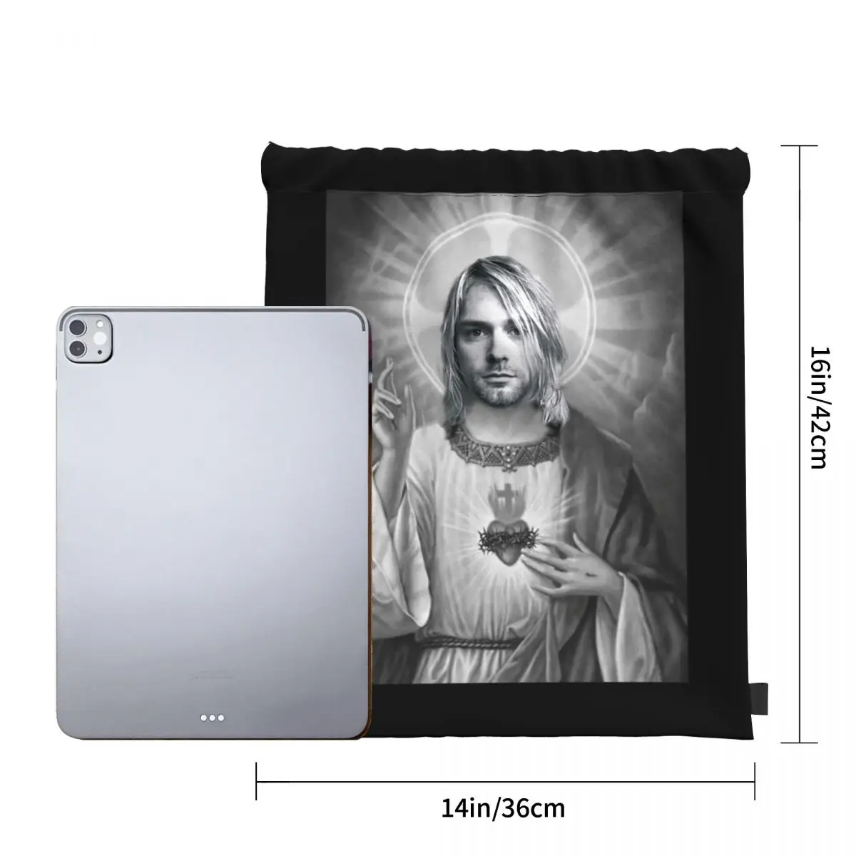 Kurt Cobain Saviour Saint Printblack S Hommetumblr Drawstring Bags Gym Bag Vintage Portable Shopping Clothes Backpacks |