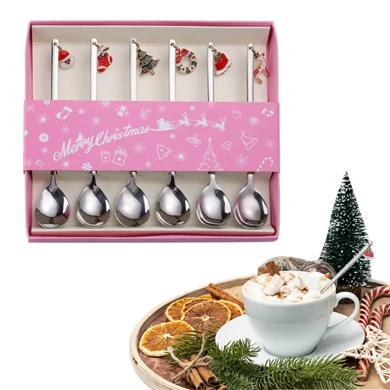 

Christmas Spoon Set Long Handle Dinner Forks 6 Pcs Christmas Spoons Set For Coffee Spoon Tea Spoon Soup Spoon Dessert Spoon Ice