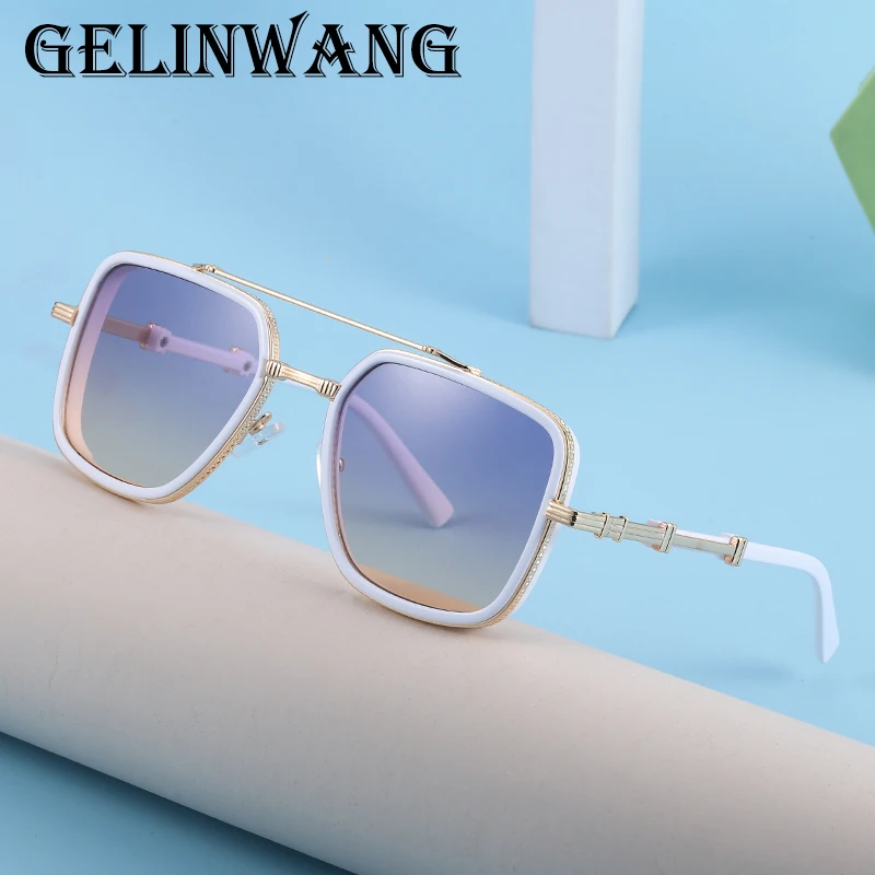 Fashion Women Rimless Square Sunglasses Ladies One-Piece Luxury Brand Designer Sun Glasses Men Oversized Retro Eyeglasses UV 400 sunglasses for women