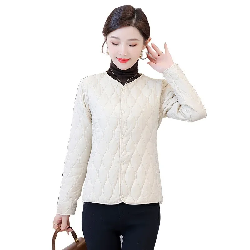 Осенне-зимняя элегантная женская новая утепленная хлопковая куртка с бархатной