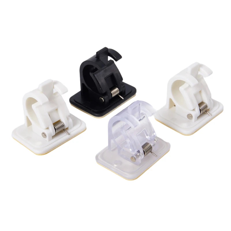 

2pcs Adjustable Curtain Rod Clip Self Adhesive Clamp Hook Curtain Rod Holder Wall Bracket Holder Nail-Free Wall Hanging Clip