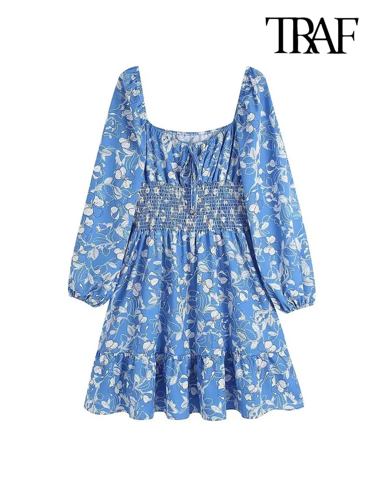 

Платье-мини с длинными рукавами-фонариками и поясом на резинке