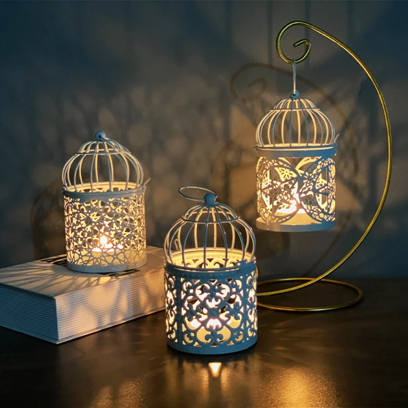 

Hot-selling Metal Wrought Iron Bird Cage Candle Holder Wedding Props Layout Decoration Ornaments Can Hang Handicraft Gifts 2021