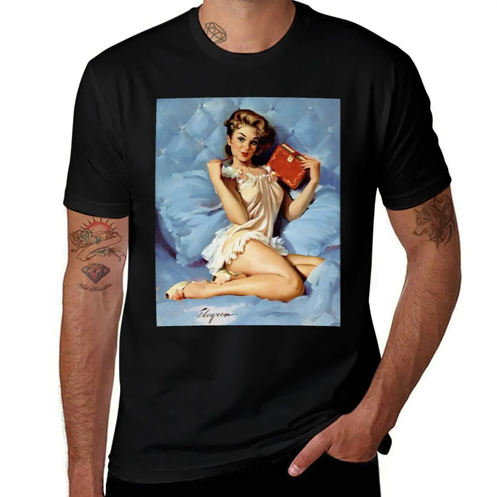 Фото Футболка Pin-Up Girl - Elvgren - винтажная базовая однотонная футболка для весны и лета №1