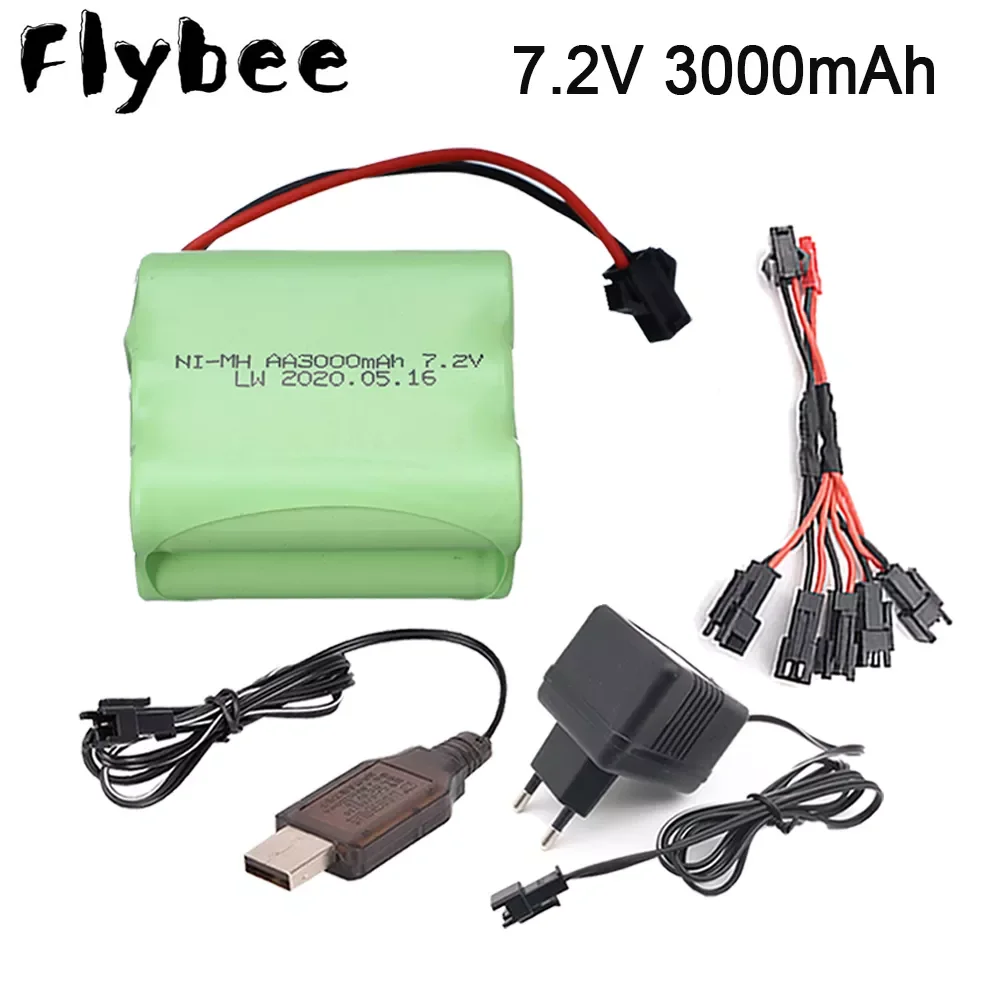 

7.2v 3000mah NIMH Battery + 7.2v Charger For RC toys Car Tanks Trains Robot Boat Gun Ni-CD AA 7.2 v Rechargeable Battery SM plug