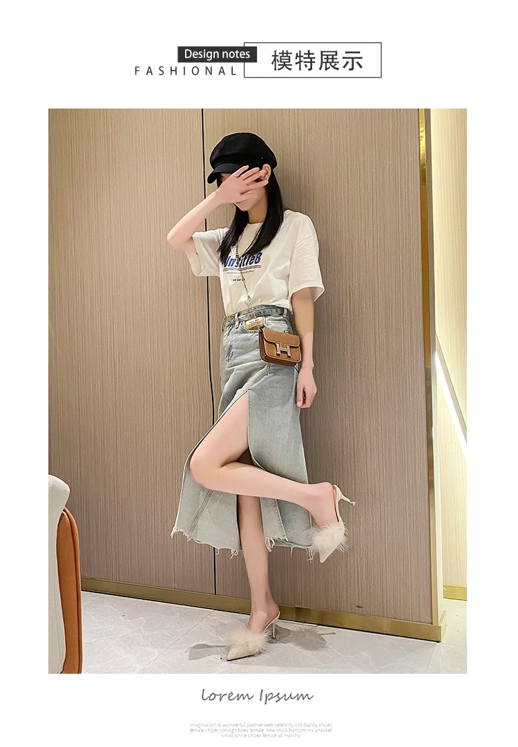 Net red half baotou outside wear 2023 spring and summer new sexy stiletto heels pointed female version slippers