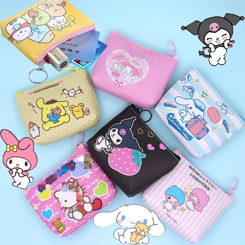 

Kawaii Sanrios My Melody Kuromi аниме мультфильм PU Кошелек для монет молния Косметика наушники сумка для хранения кулон девушки подарок
