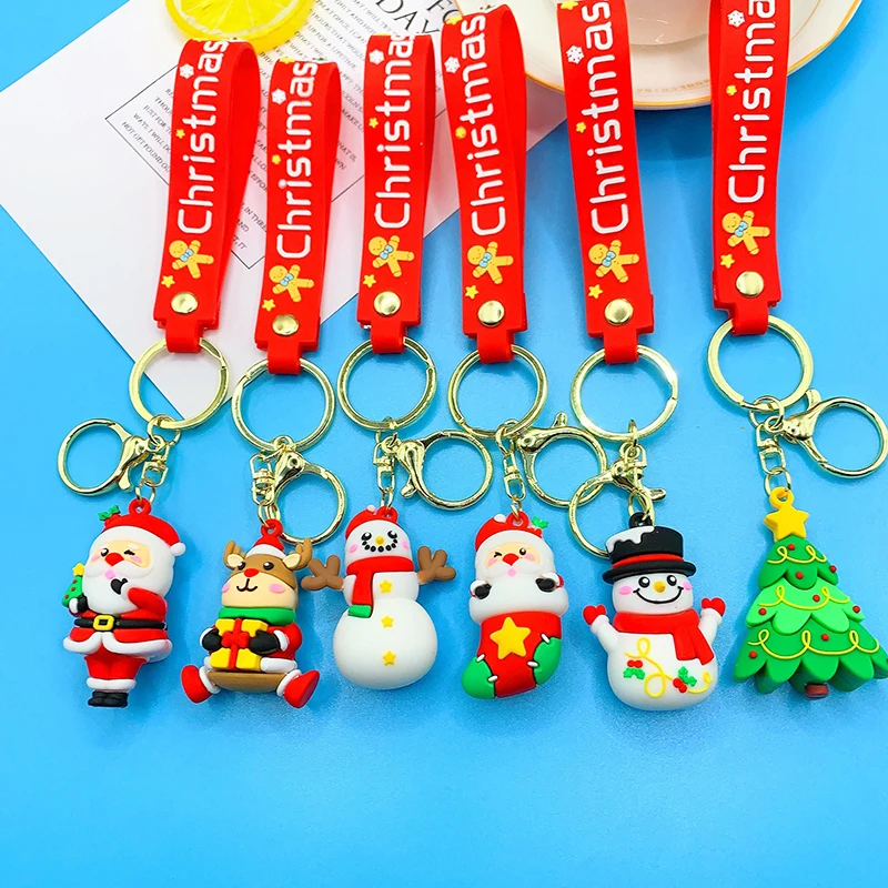 

Рождественский брелок, милый мультяшный Санта-Клаус, лось, искусственные украшения для сумок, новогодние брелки для ключей, подарки
