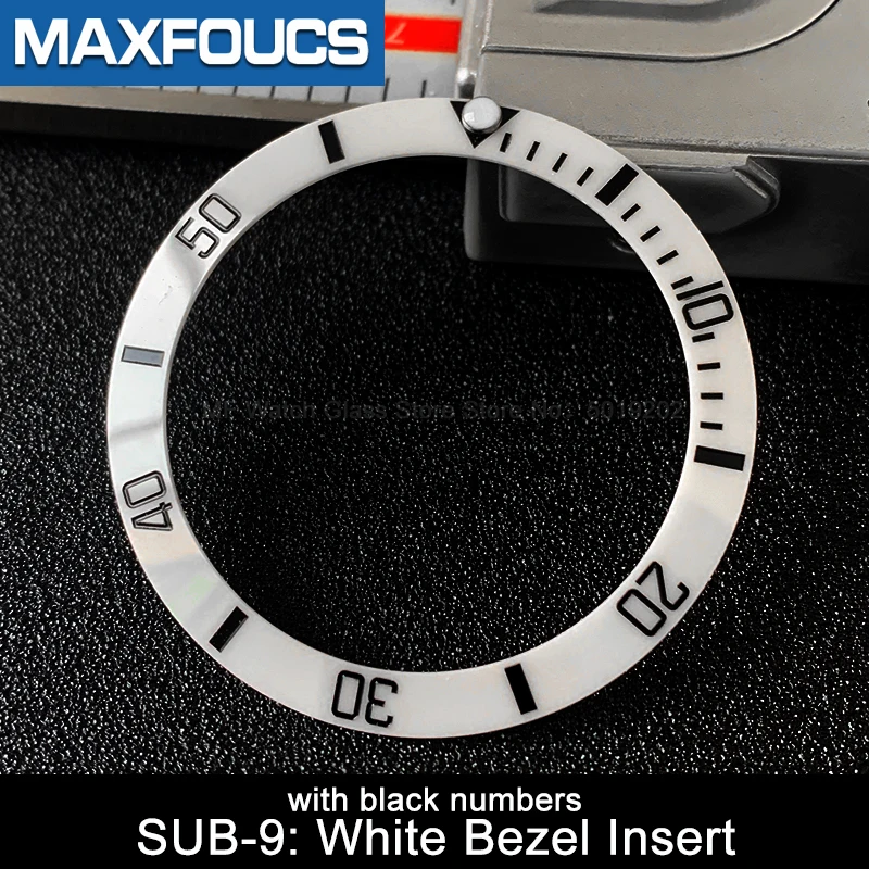 Sloped ceramic bezel insert 38*30.6mm Sub style Luminous pip at 12 For Rlx SUBMARINER MOD watch parts