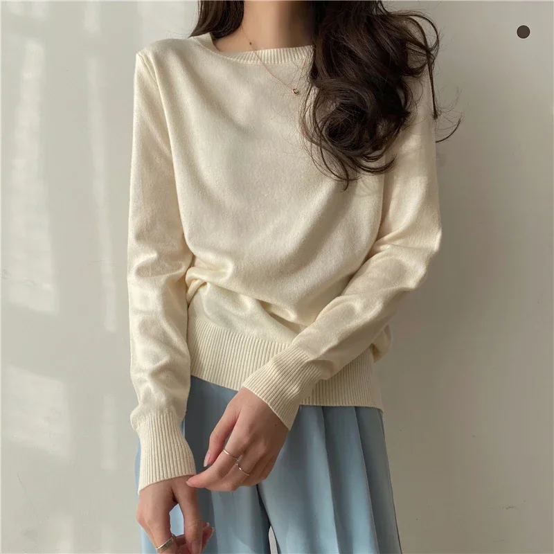 Новый вязаный свитер с круглым вырезом женские пуловеры длинными рукавами