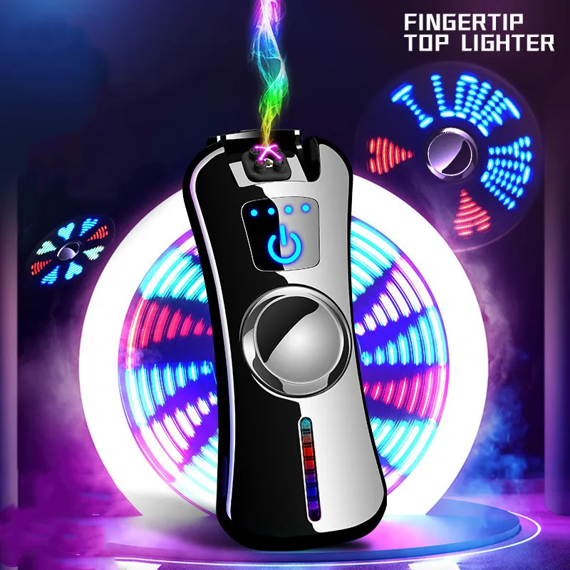 

Модная зажигалка с двойной дугой вращающаяся Зажигалка для пальцев креативная зарядка USB ветрозащитная Лента светодиодная подсветка аксессуары для курения инструмент подарок