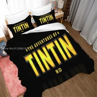 the adventure of tintin bedding set 3d print cartoon animation duvet cover for kids child teen bed quilt cover for friends gift