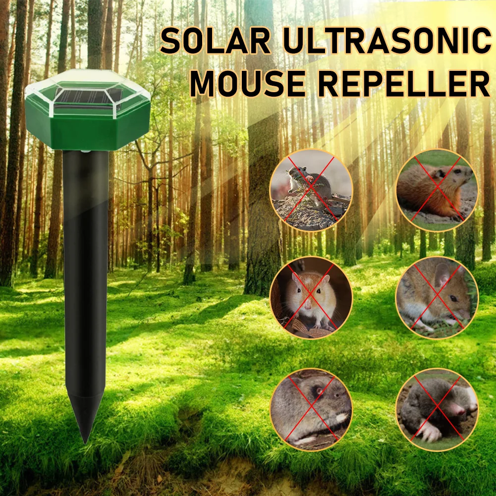 

Solar Mole Repellent Ultrasonic Solar Powered Mole Repeller Stake Waterproof for Mole Gopher Groundhog for Garden Yard Lawn Ship