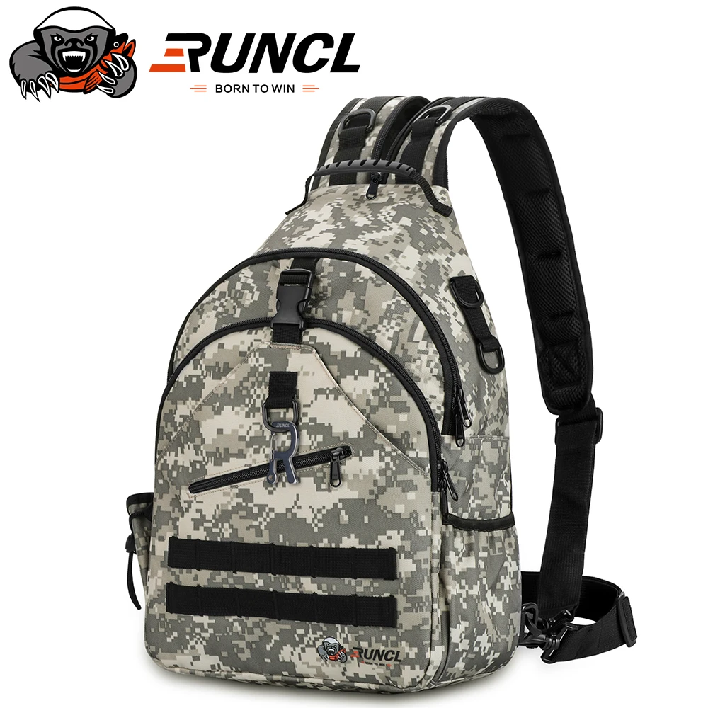 RUNCL 2 in 1 Fishing Gear/Sling Shoulder Bags 840D 900D Nylon Waterproof Rucksacks backpack Camping Hiking Trekking Fishing