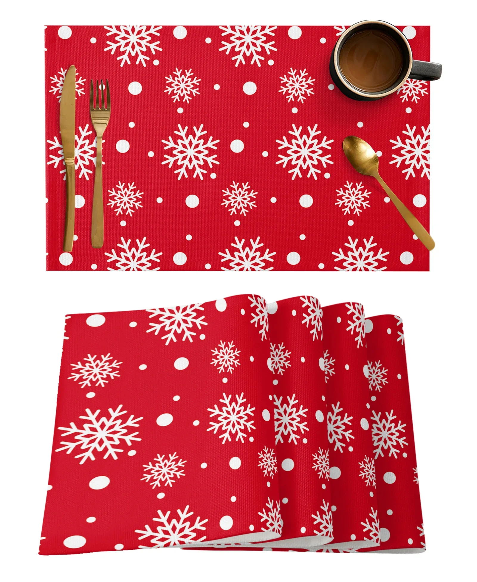 

Льняные красные клетчатые подставки