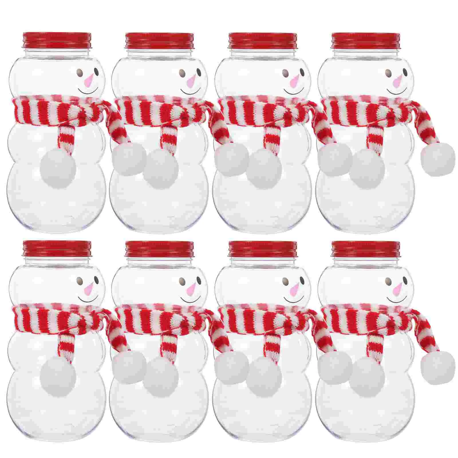 

Snowman Plastic Juice Bottles Empty Christmas Milk Beverage Bottle Mini Scarves Drink Containers Smoothies Water Bottles