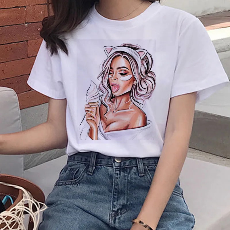 

Женские рубашки, летние женские футболки, мультяшный поцелуй, Харадзюку, новый топ, рубашка в стиле Харадзюку, сексуальная одежда 90-х, повсед...