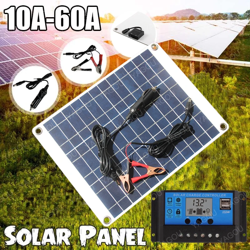 

Комплект солнечной панели 50 Вт, полный гибкий 12 В USB с контроллером 60 А, солнечная батарея для автомобиля, яхты, RV, лодки, фотоаккумулятор, зар...