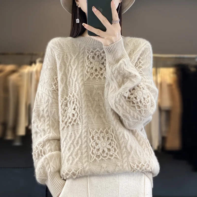 Три пяти игольных тяжелых утолщенных полых вязаных крючком свитер строгий выбор