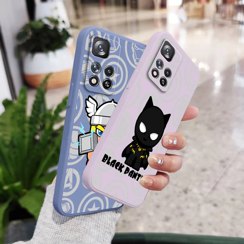 

Marvel Cute Superhero Liquid Rope Phone Case For Xiaomi Redmi Note 12 11 11T 10 10S 9 9S 9T 8 8T Pro 4G 5G Cover