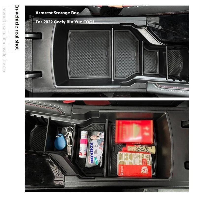 Фото Органайзер для центрального подлокотника автомобиля Geely Binyue L Coolray L Proton X50 2022-2025, пластиковый бокс для хранения аксессуаров №3