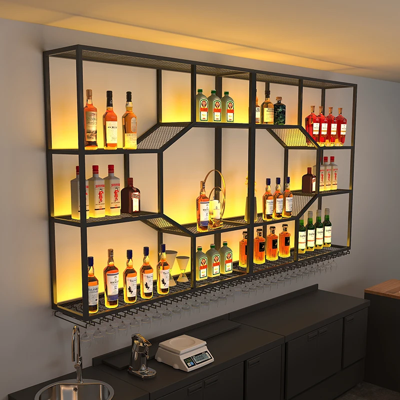z uchwytem na whisky Szafka barowa Komercyjna Unikalna Nowoczesna Butelka Szafki wino Wiszące Odwrócony Cremalheira De Vinho Akcesoria barowe