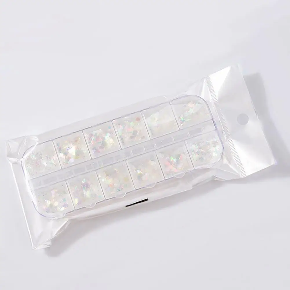 

Attractive Nail Sequin 12 Grids Multipurpose Mermaid Colorful Nail Glitter Sequin Decorative Nail Art Charm for Women Girls