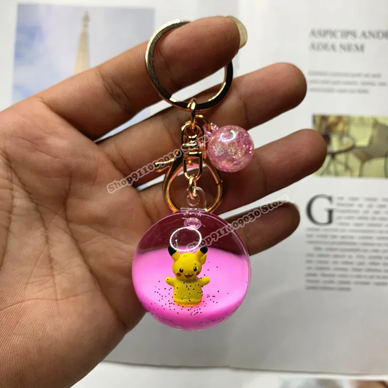 Брелок в виде покемона Пикачу жидкий сыпучий песок | Дом и сад