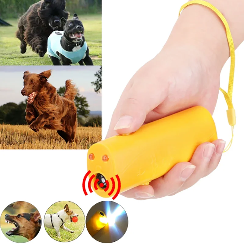 

3-in-1 Dog Anti Barking Device With LED Flashlight Ultrasonic Aggressive Animal Repeller Equipment Stop Bark Training Supplies