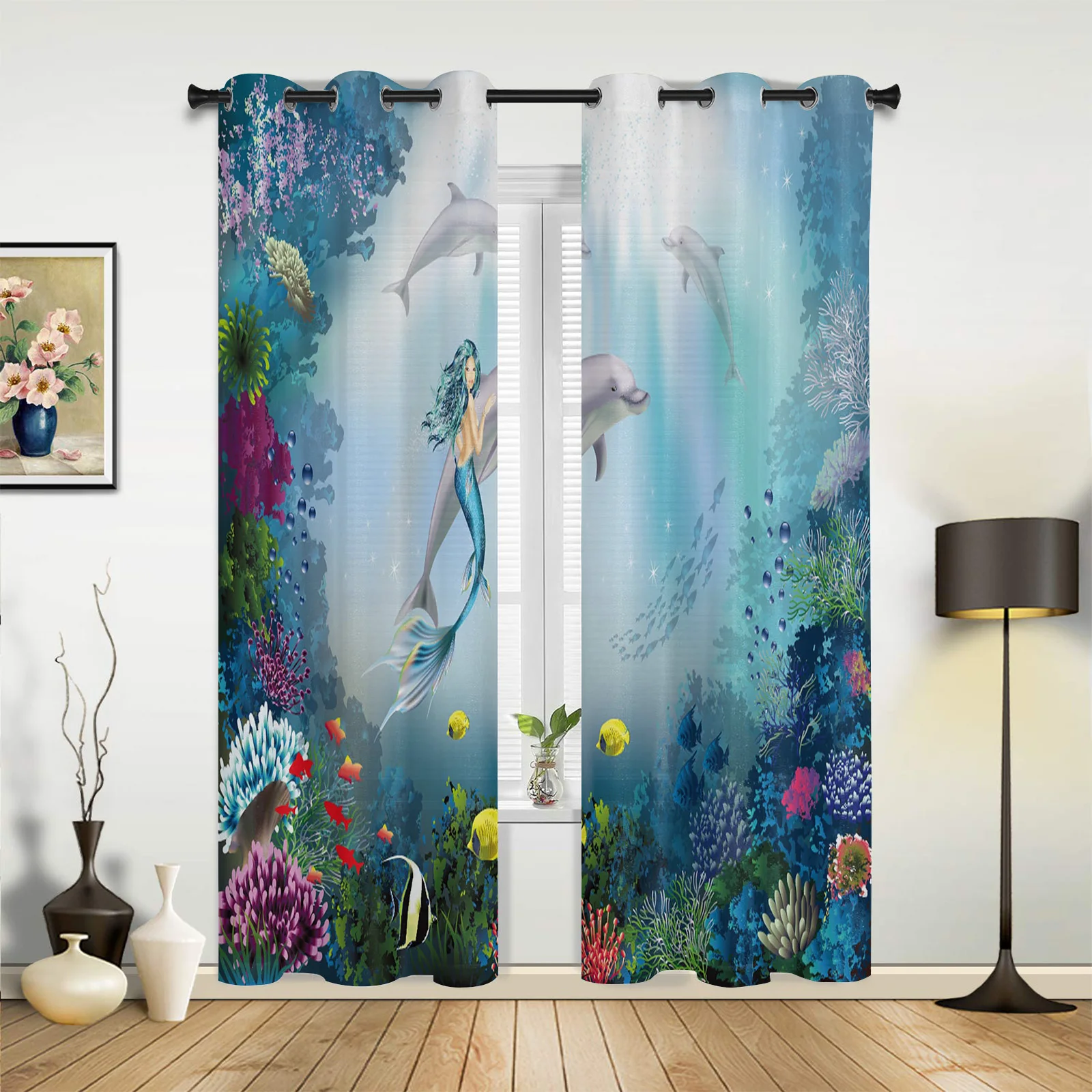 Роскошные морские Подводные Коралловые занавески с изображением русалки и