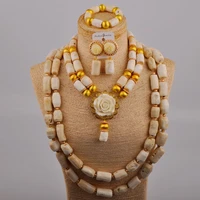 nigerian wedding african beads white coral jewelry set coral necklace bridal set