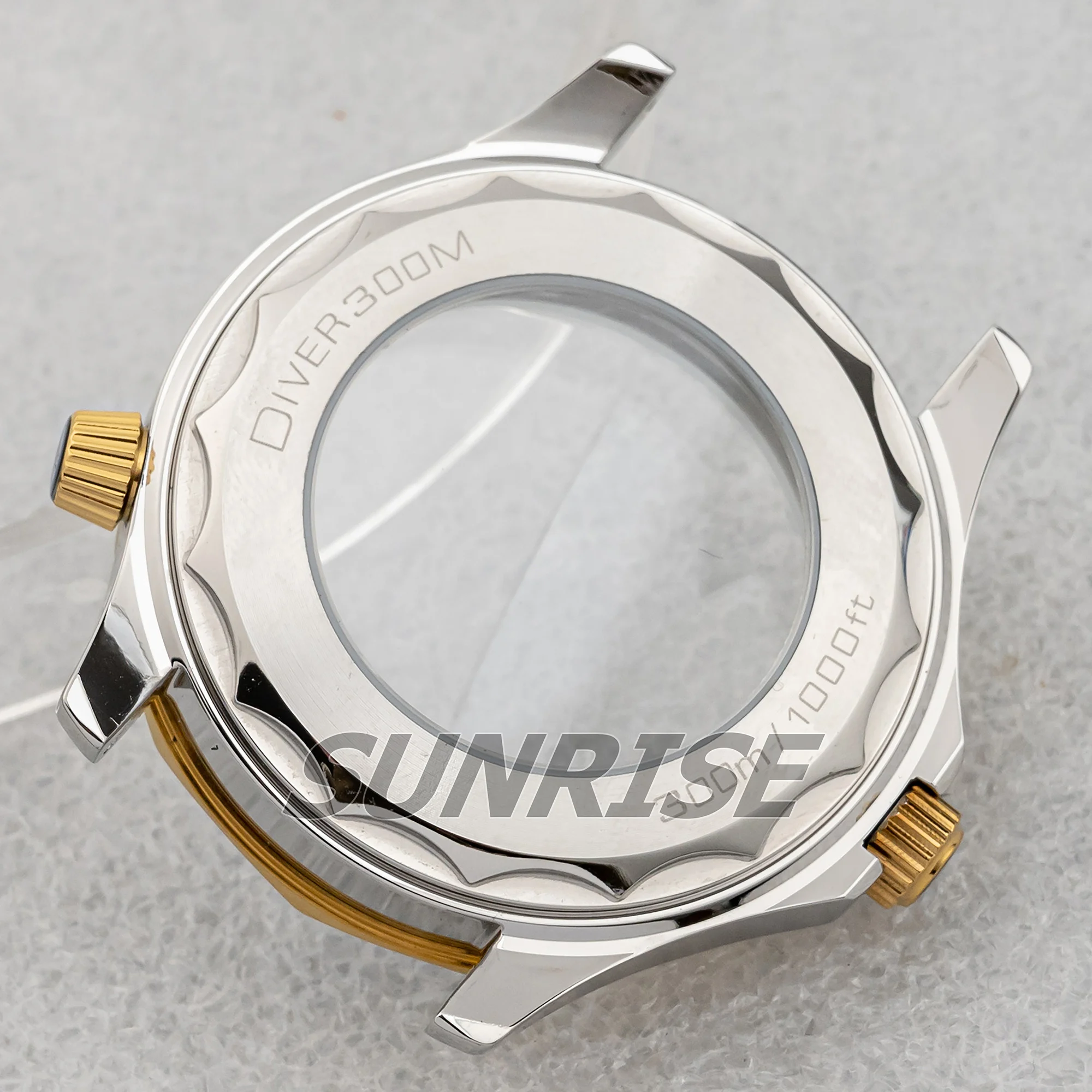Корпус для Seamaster 300 NH35, стальной браслет, стеклянная задняя крышка, подходит для механизмов NH35NH36, 41 мм, двухцветный золотой, запчасти для дайверских часов. (art.: 3920db573ad1a) - 3920db573ad1a