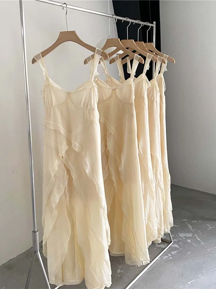 

Summer Suspender Dress Spaghetti Strap Slash Neck Solid Robes Sexy Elegant Backless Dress for Women