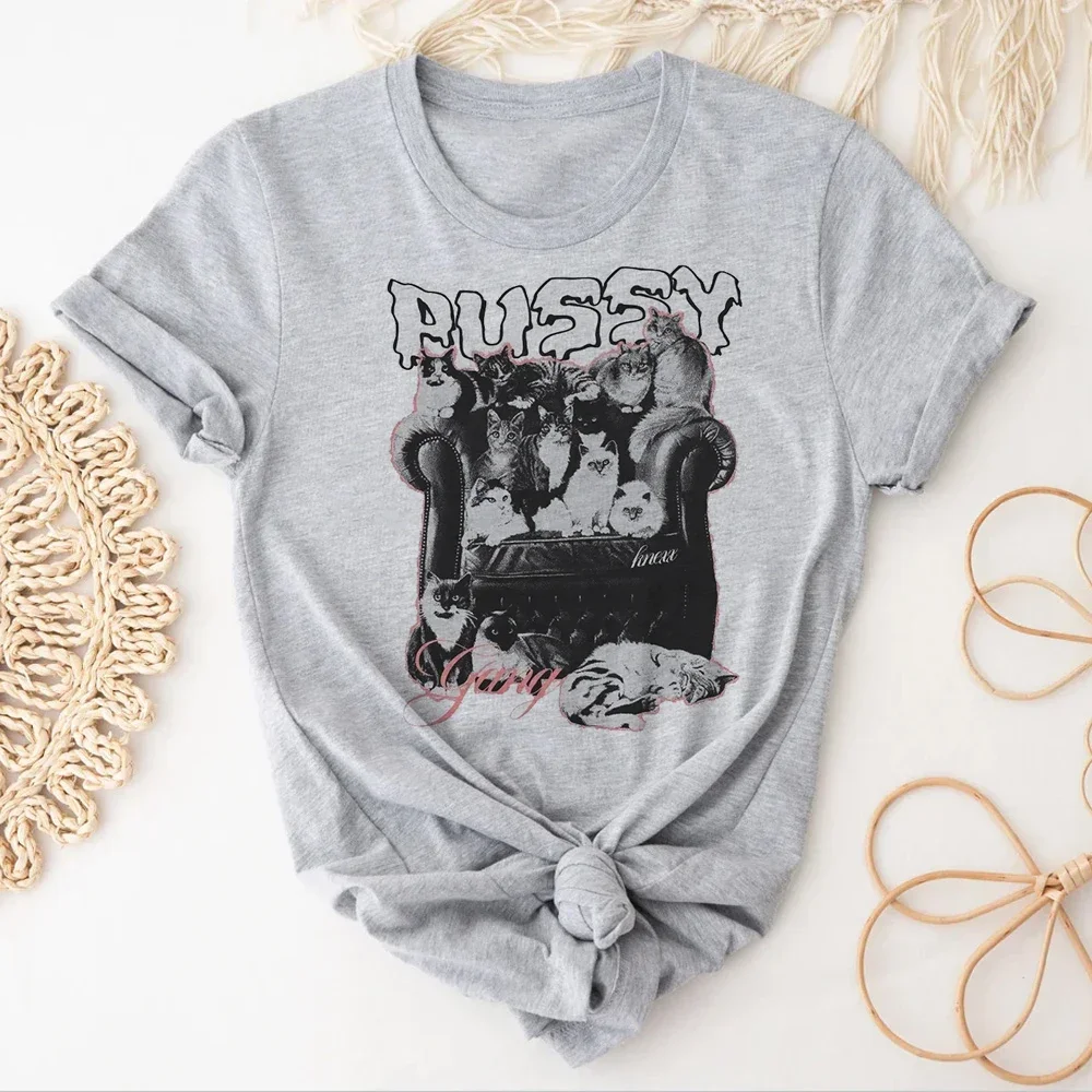 Женская футболка с котенком в стиле японской манги Харадзюку