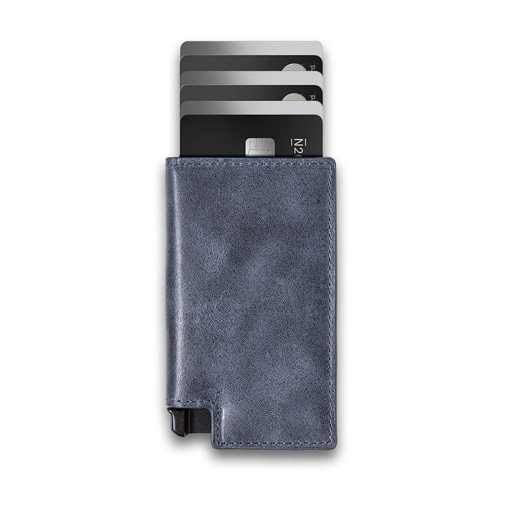 

Ekster Metal Aluminum ID Card Holder Real Leather Multi-Function Designer Bank Card Wallet Business Pop-Up Cardholder Men Women