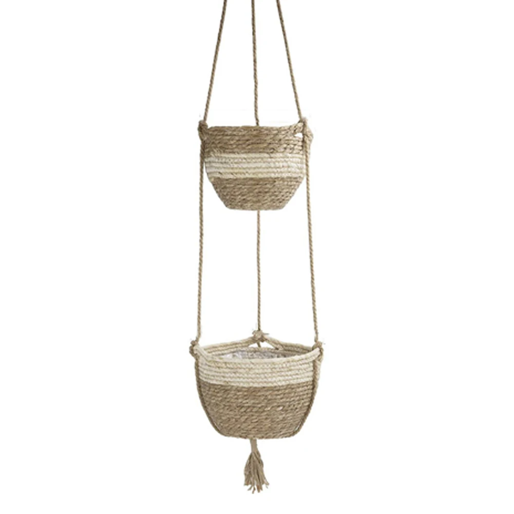 

Handmade Succulents Office Bedroom Balcony Garden Natural Seagrass Hanging Basket For Plants Display Indoor Outdoor Home Decor